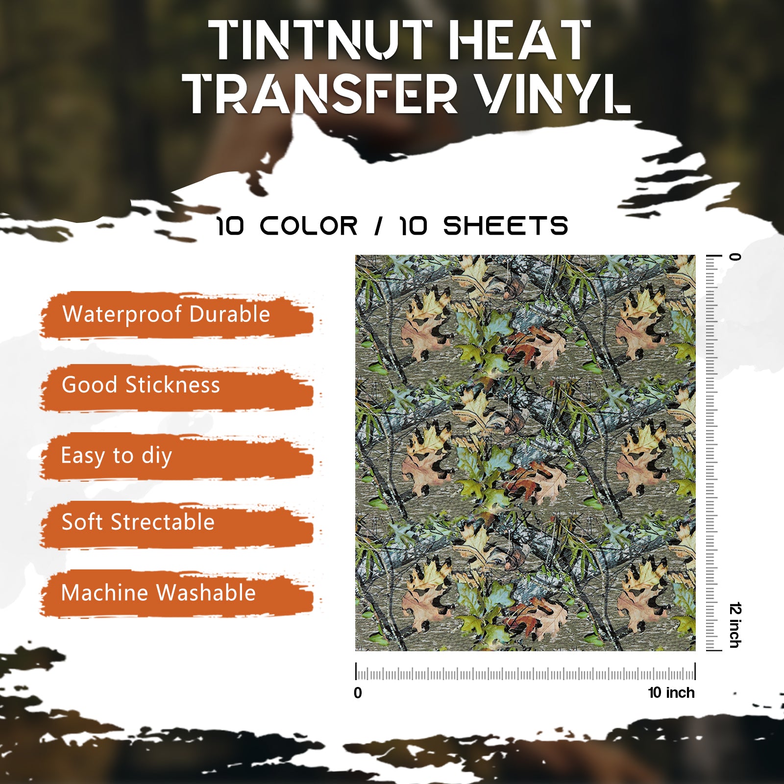 Tintnut - 12 Sheets 12x10, Tie Dye Permanent Vinyl for Cricut
